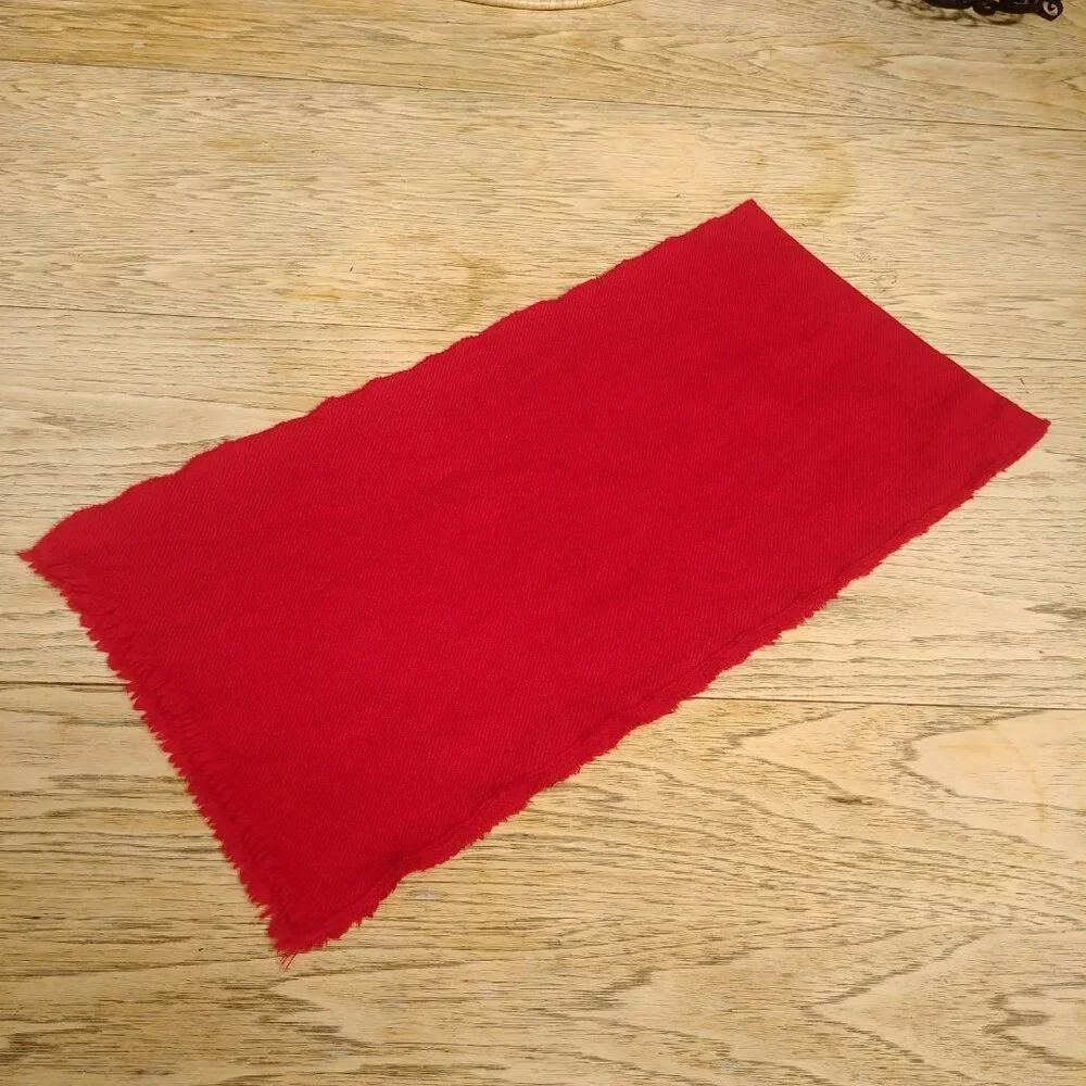Vintage 100% virgin wool classic bright red scarf